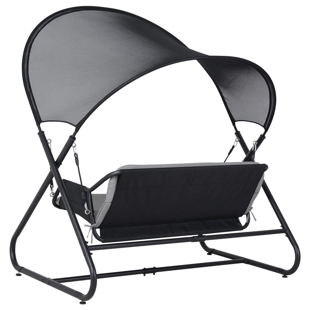 Deko Living Patio Swing Chair with Canopy, Black/Gray
