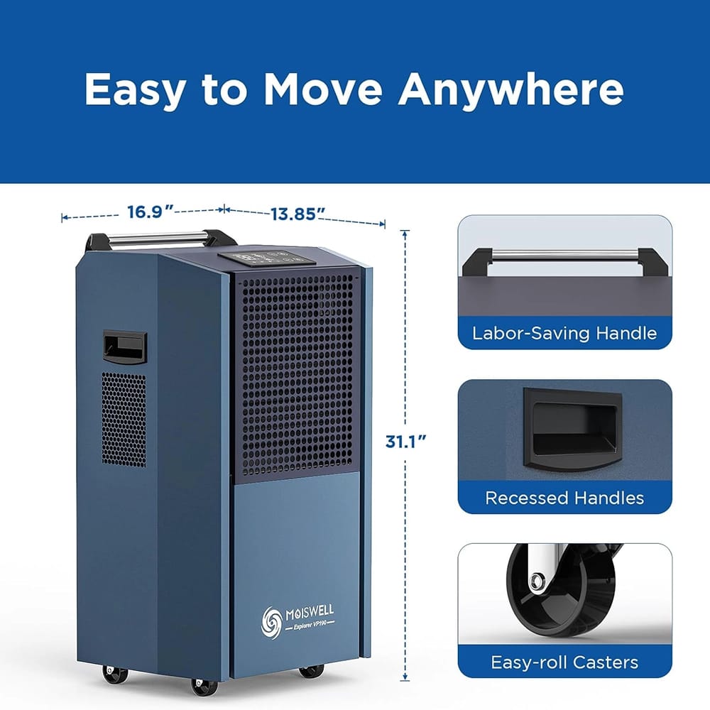 Moiswell 190 Pints Commercial Dehumidifier with Pump, Blue