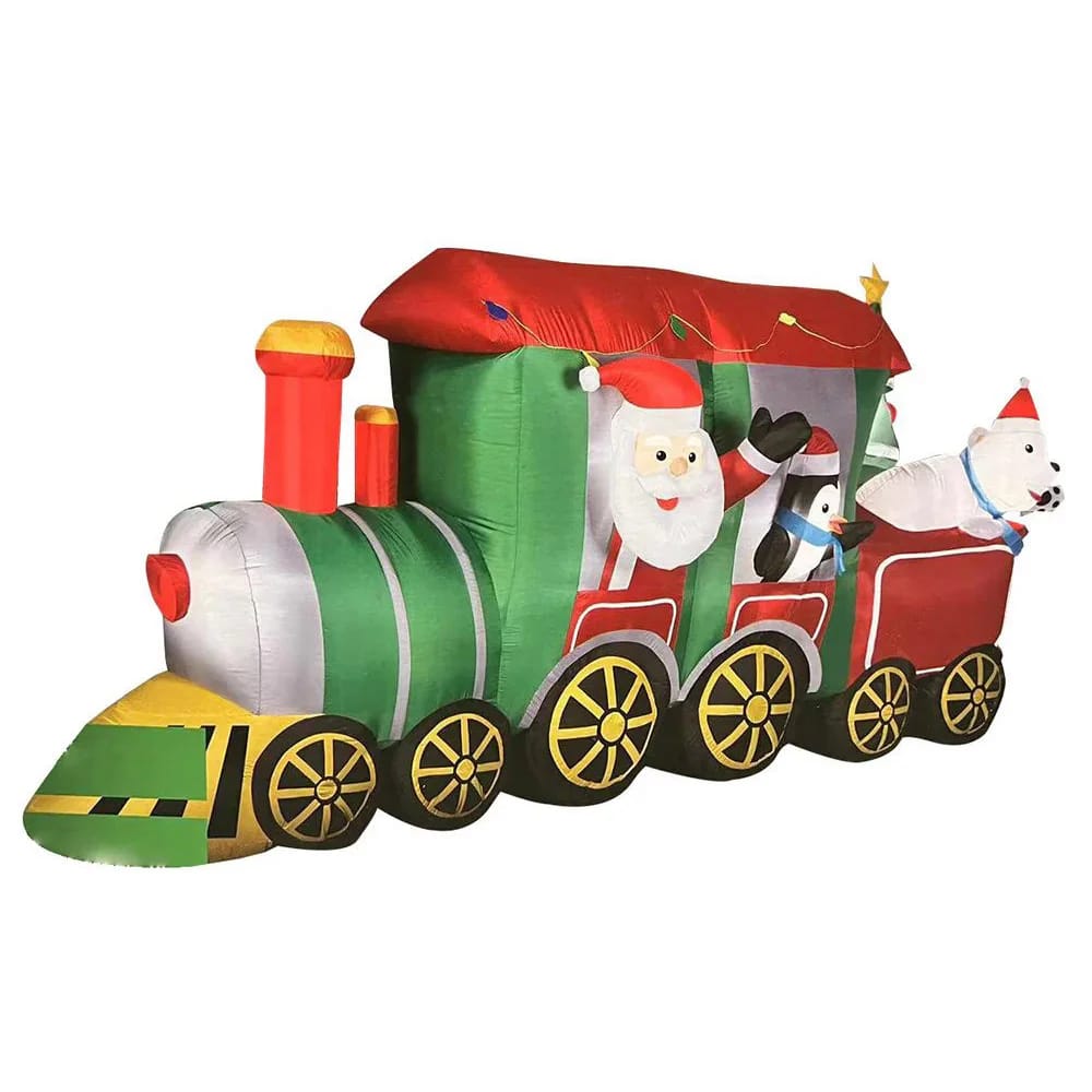 4' Santa & Friends on Train Inflatable