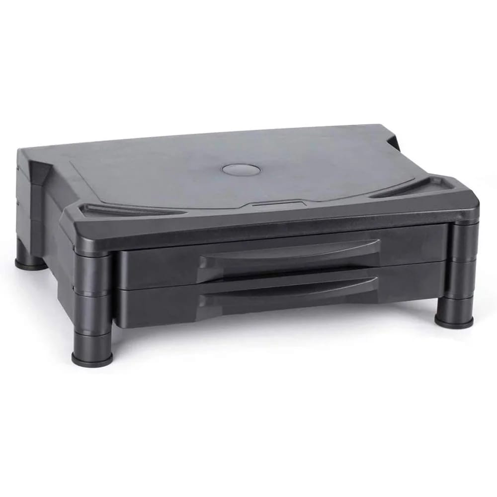 Adjustable Monitor Stand/Riser with Two Drawers, Black