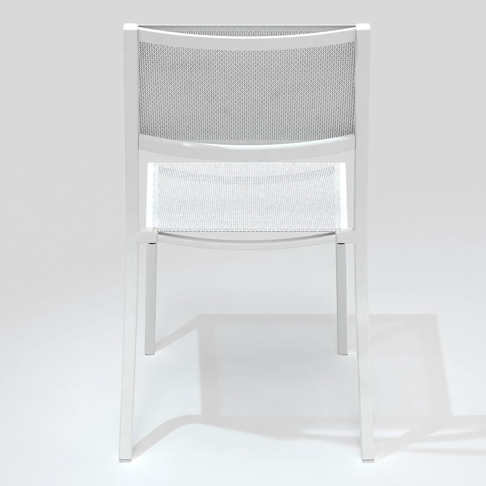 Maiori Aluminum Sling Impression Stackable Outdoor Dining Side Chair, Blanc, 4 Pack