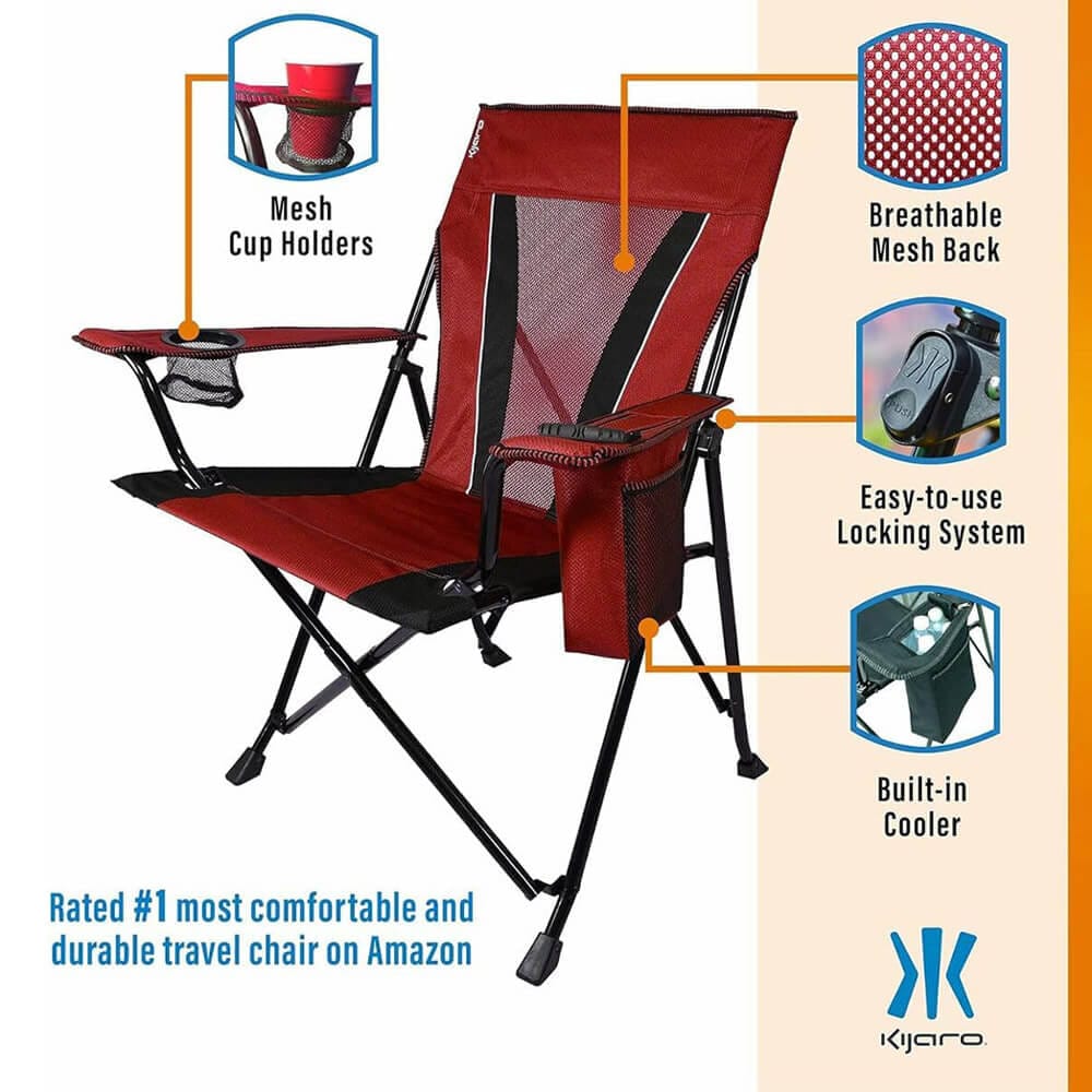 Kijaro XXL Dual Lock Portable Camping Chair with Built-In Cooler, Red Rock Canyon