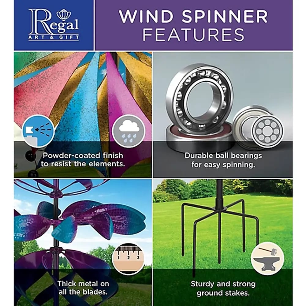 Regal Art & Gift Balloon Solar Wind Spinner Stake, Rainbow, 2 Count
