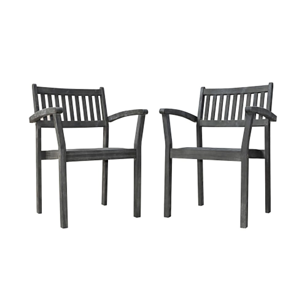 Patio Stacking Armchairs, Gray, Set of 2