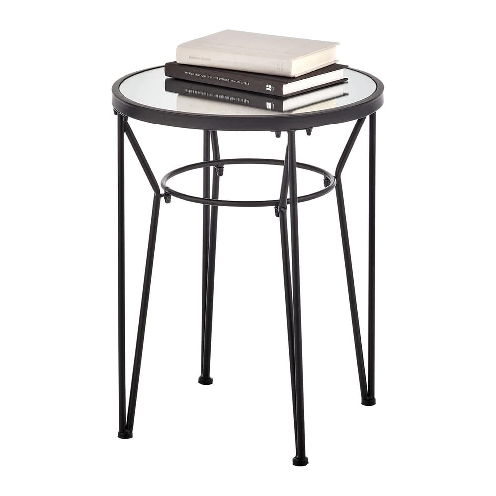 mDesign Round Metal Accent Table with Hairpin Legs, Set of 2, Matte Black