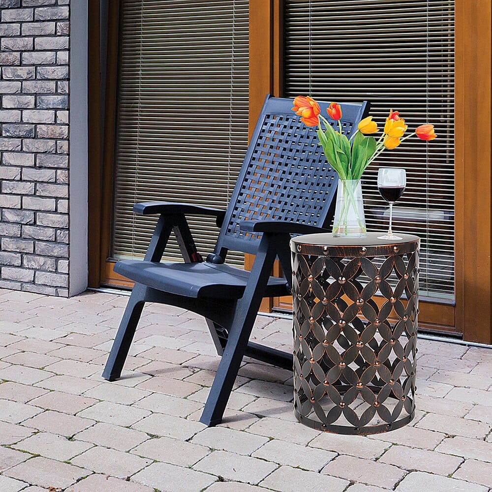 Patio Side Table with Antique Bronze Finish, Medium