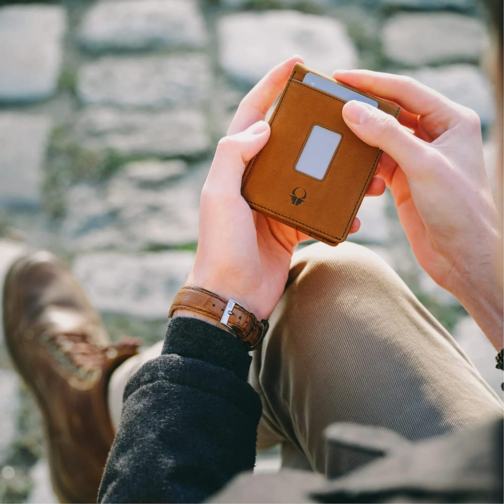 DONBOLSO Slim RFID Blocking Leather Wallet, Vintage Brown