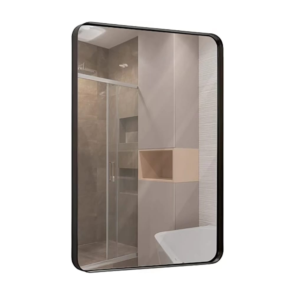 Hamilton Hills Rounded Corner Brushed Metal Wall Mirror, Bronze, 24" x 36"
