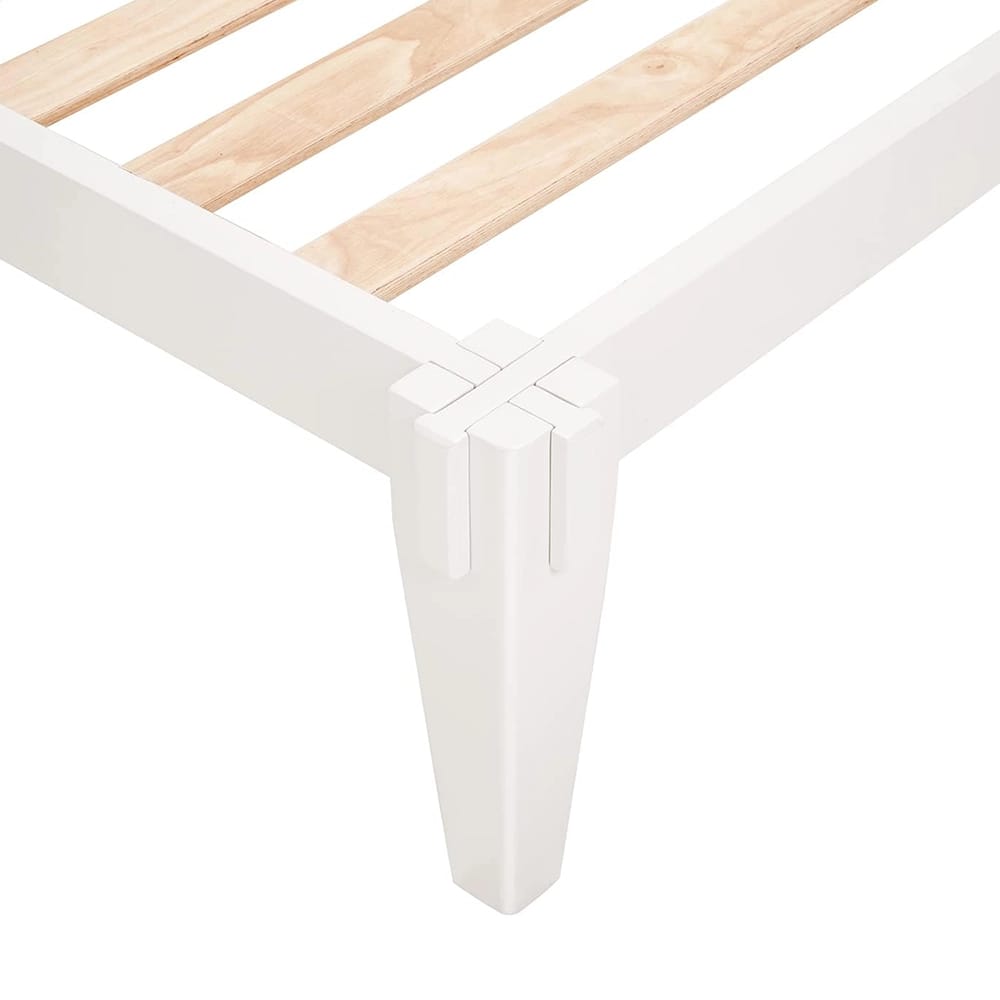 Bme Chalipa King Size Solid Wood Japanese Bed Frame, Ivory