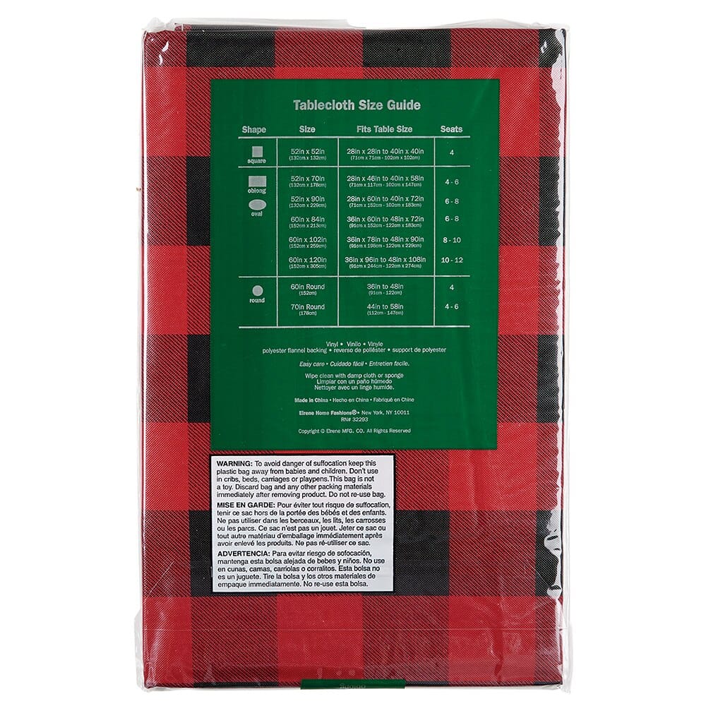 Seasonal Greetings Holiday Vinyl Tablecloth with Flannel Backing