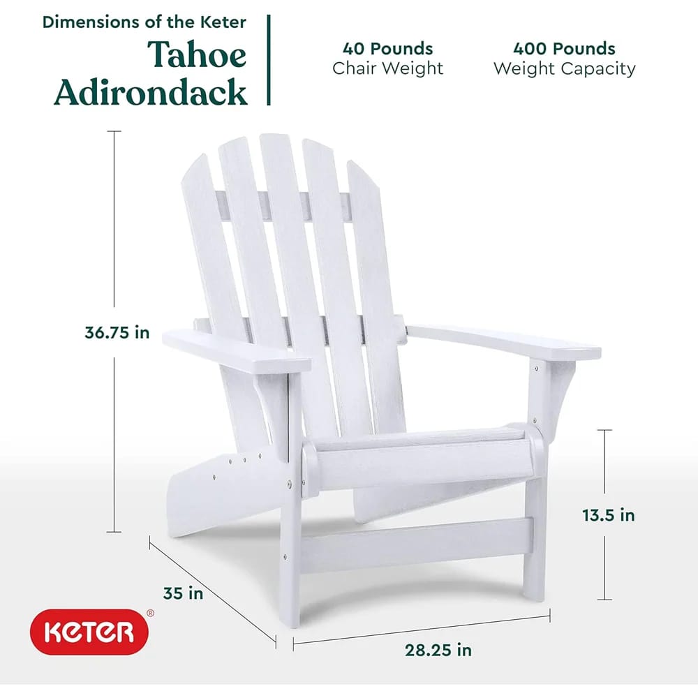 Keter Tahoe Adirondack Chair, White