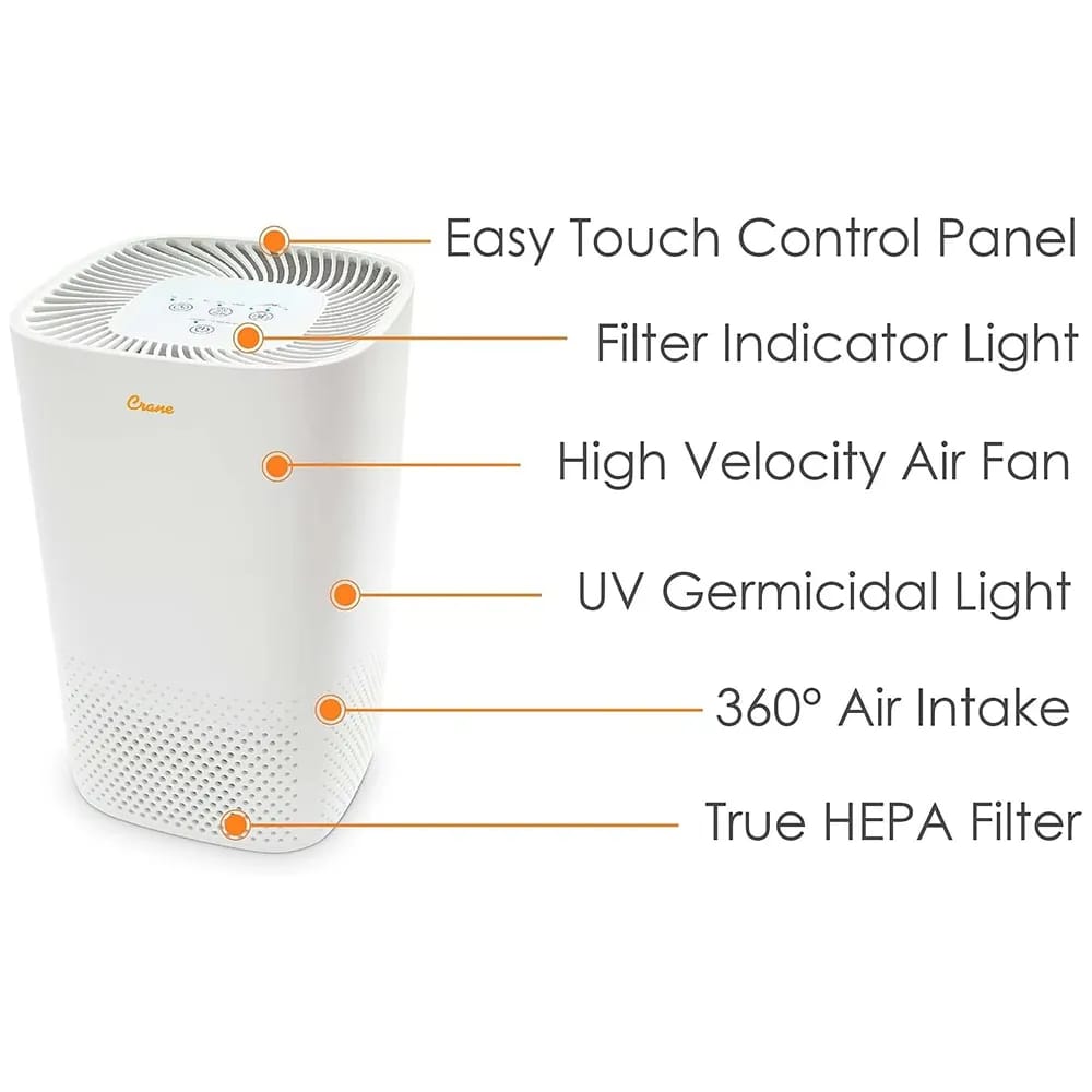 Crane true-HEPA Air Purifier, White