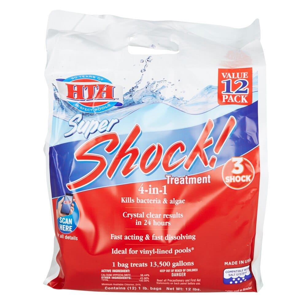 HTH Super Shock Pool Shock Treatment, 12 Count