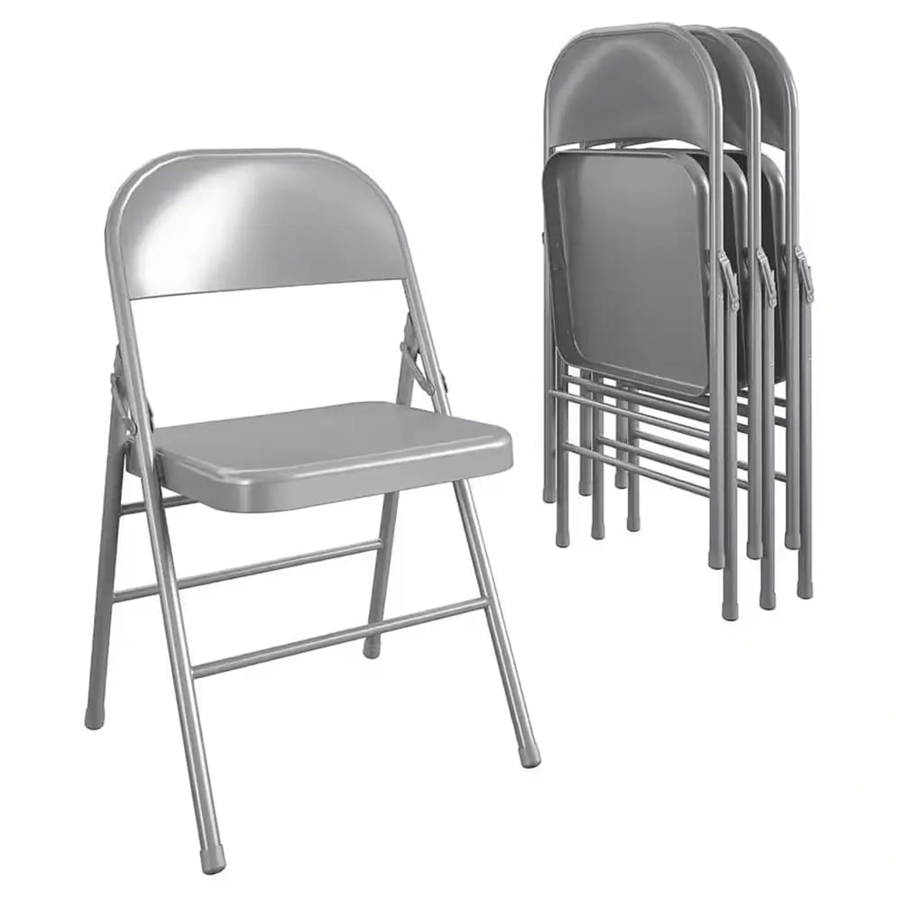 Cosco XL All-Steel Commercial Folding Chair, Gray, 4 Pack