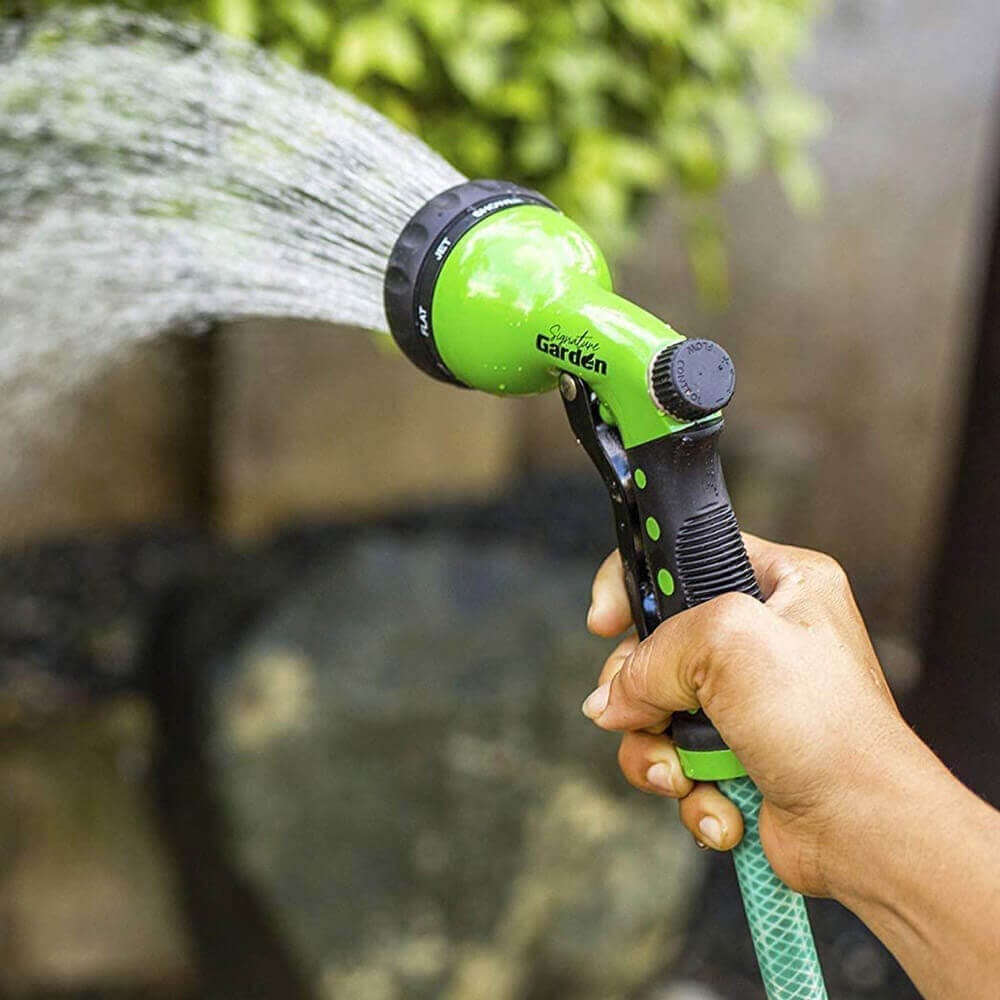 Signature Garden Heavy-Duty Spray Nozzle with 8 Watering Patterns, Green