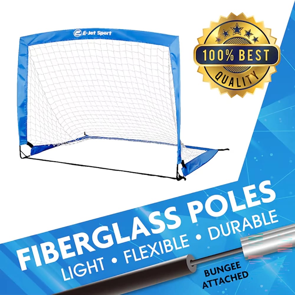 E-Jet Sport 4' x 3' Portable Quick Set Up Soccer Net, Blue, 2 Pack