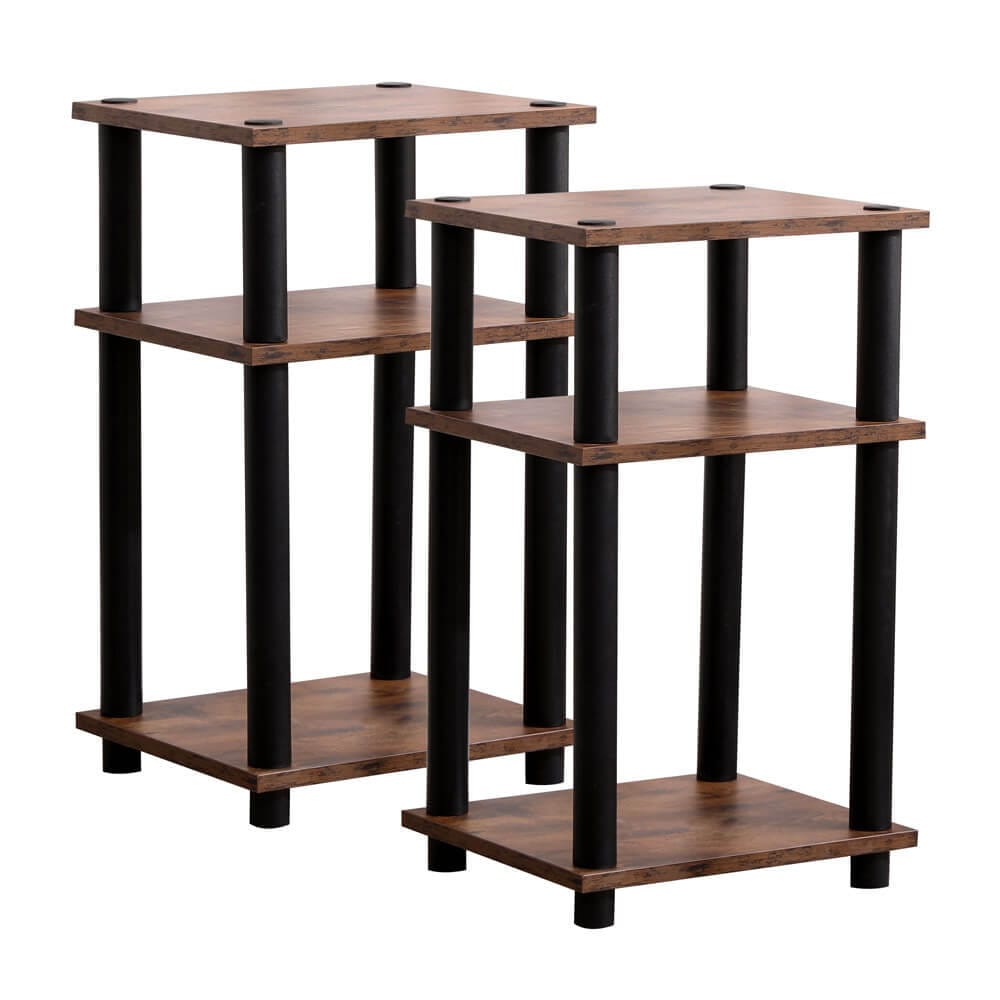 Turn-N-Tube End Table, Set of 2, Rustic Brown/Black