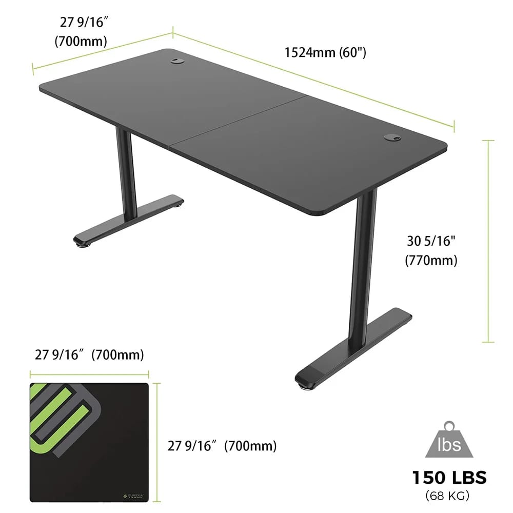 Eureka Ergonomic Computer Desk, Black