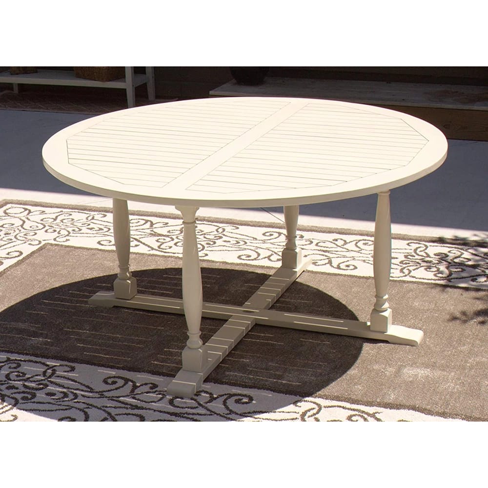 Smart Living Acacia Round Dining Table, Light Gray, 60"