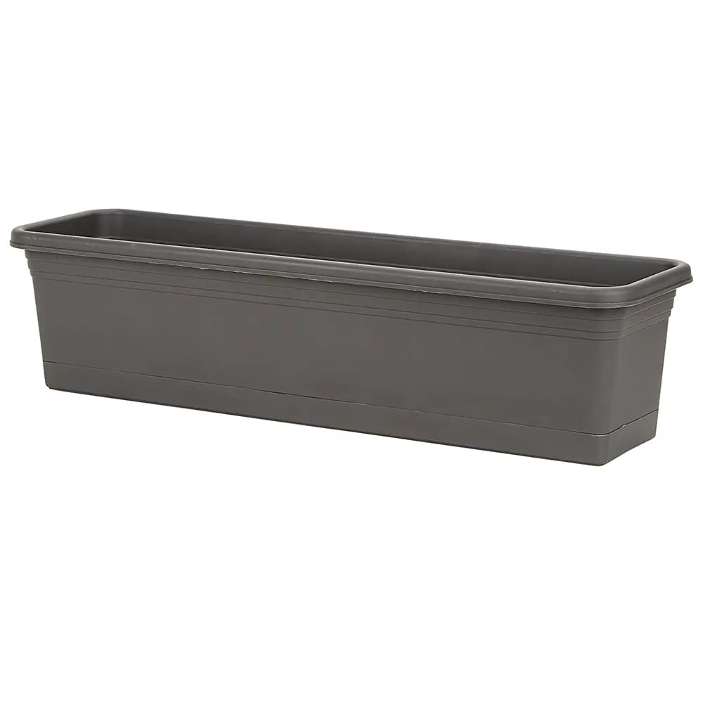 Window Planter Box with Saucer, Lead Gray, 30"