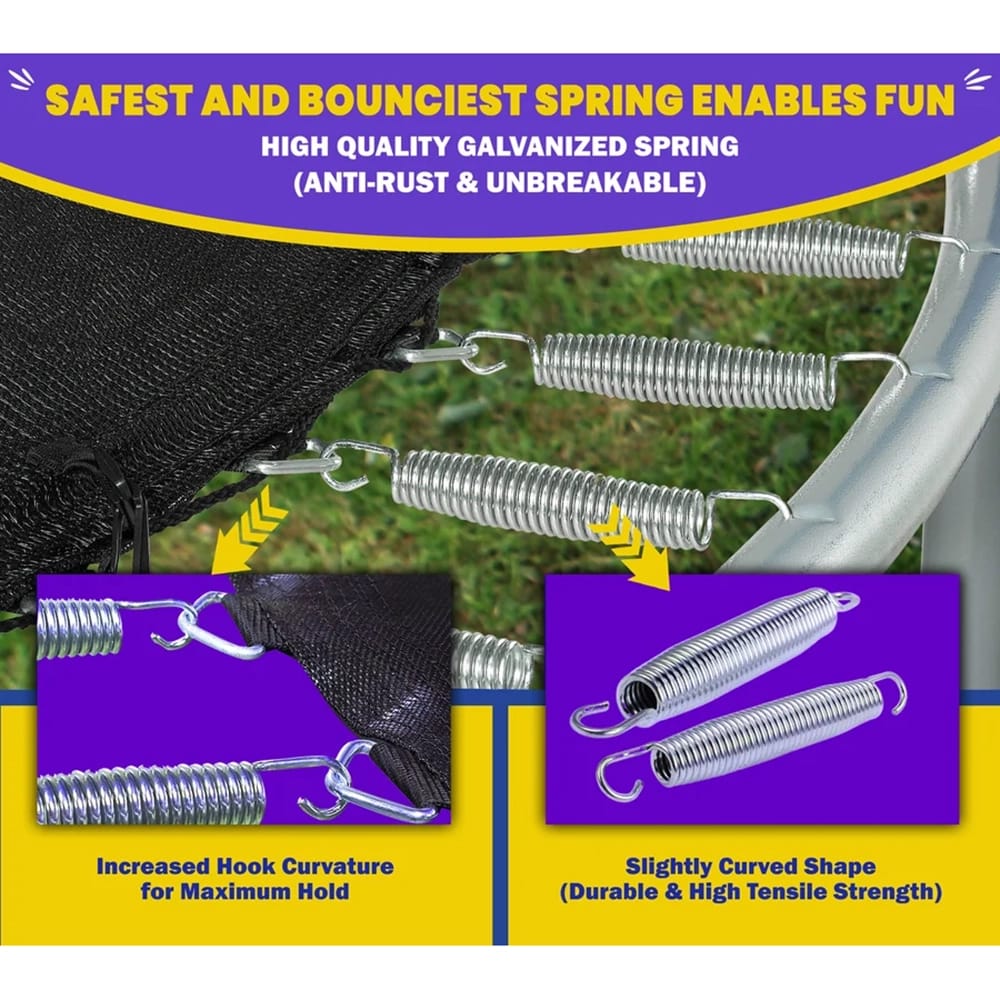 Machrus Upper Bounce Round Trampoline Set with Safety Enclosure System, Purple/Yellow, 9'