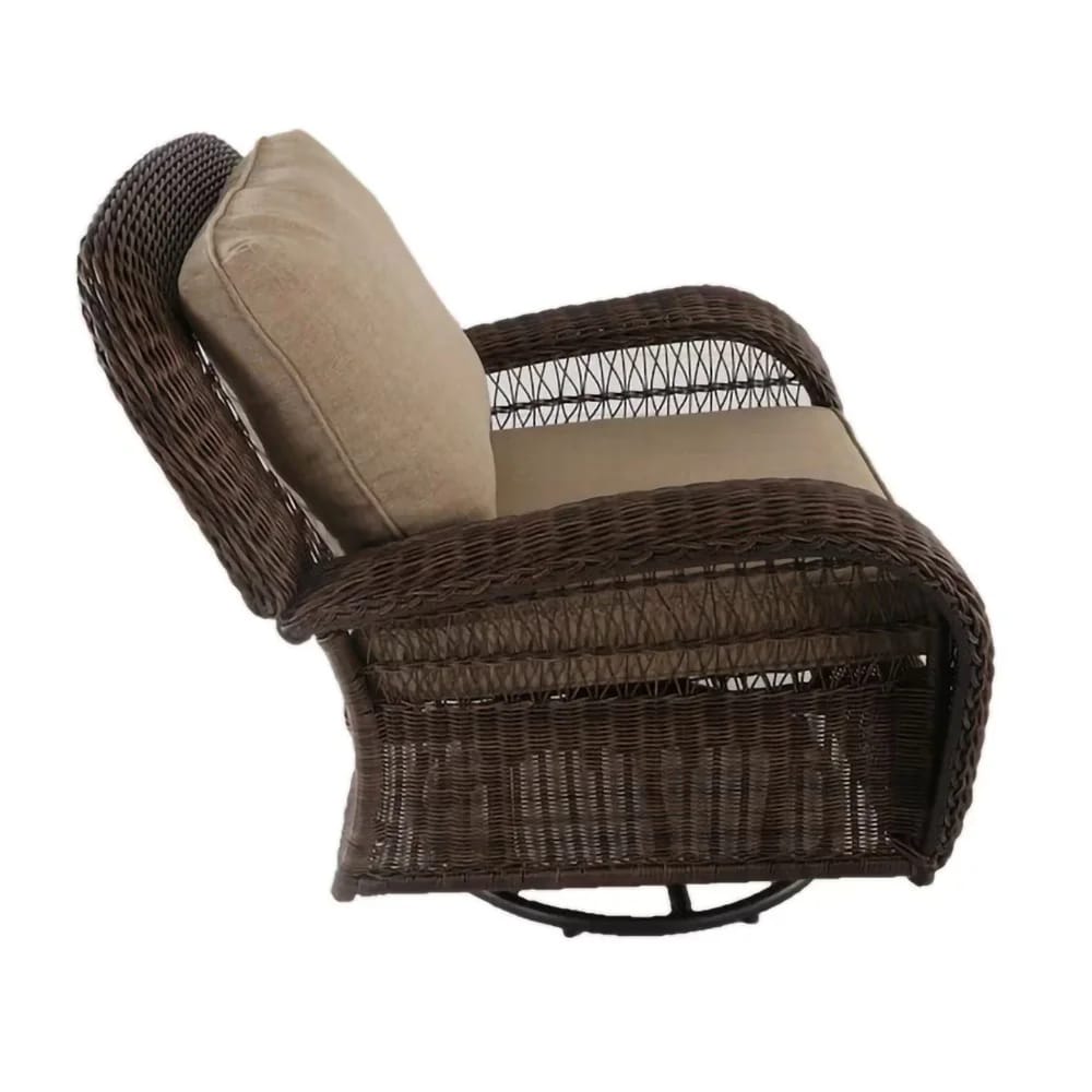 Hampton Bay Beacon Park Outdoor Patio Wicker Swivel Lounge Chair, Brown