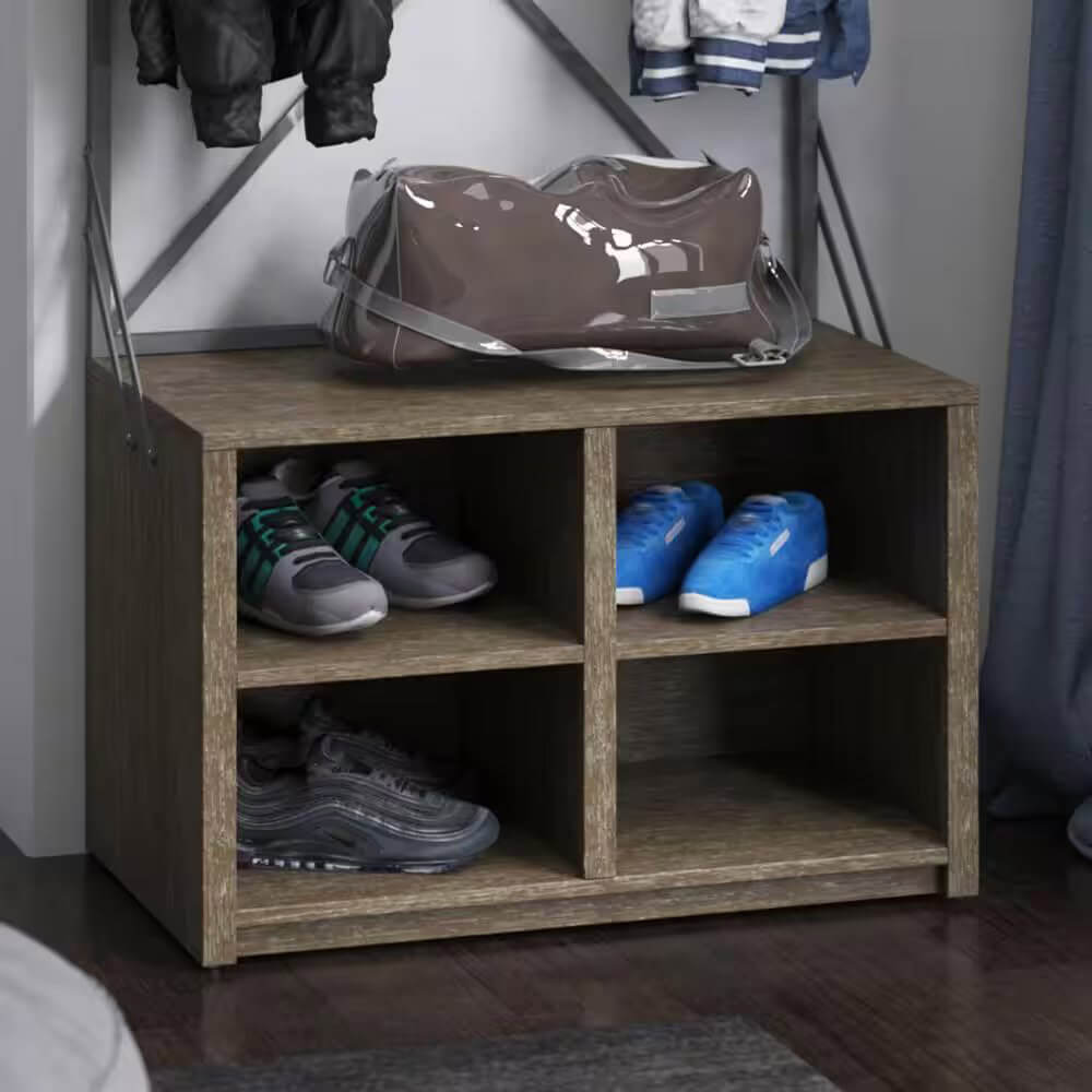 Twin Star Home Hall Tree with 4Cubbies, Hooper Oak