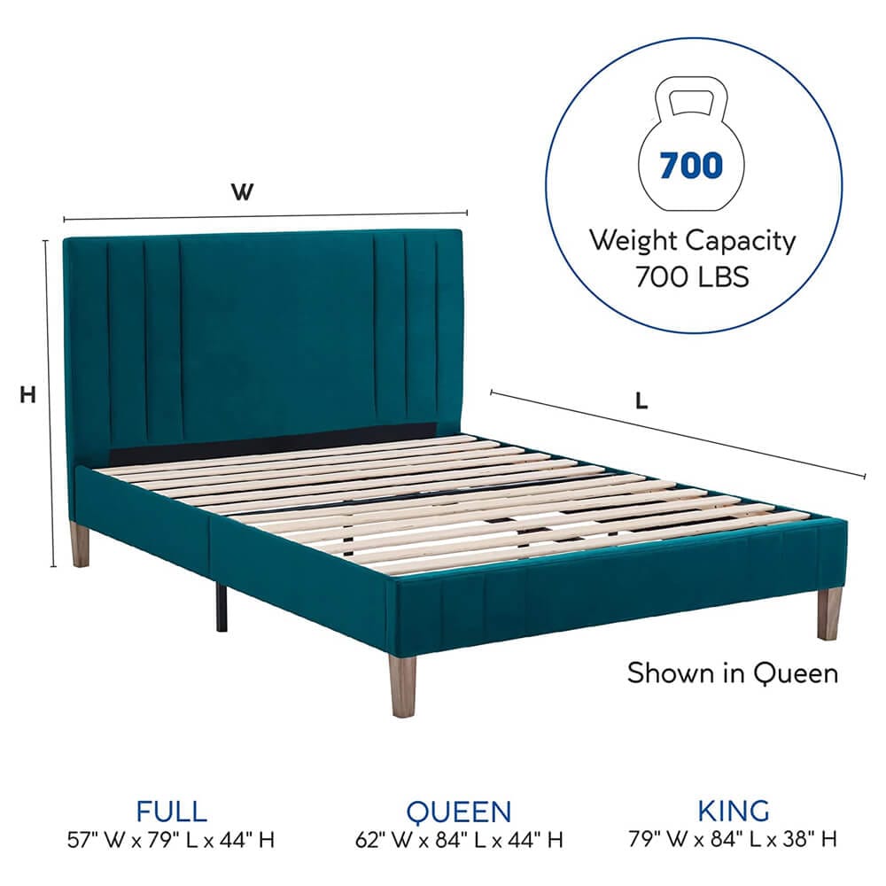 Classic Brands Chicago Modern Tufted Upholstered Full Bed Frame, Antonio Juniper