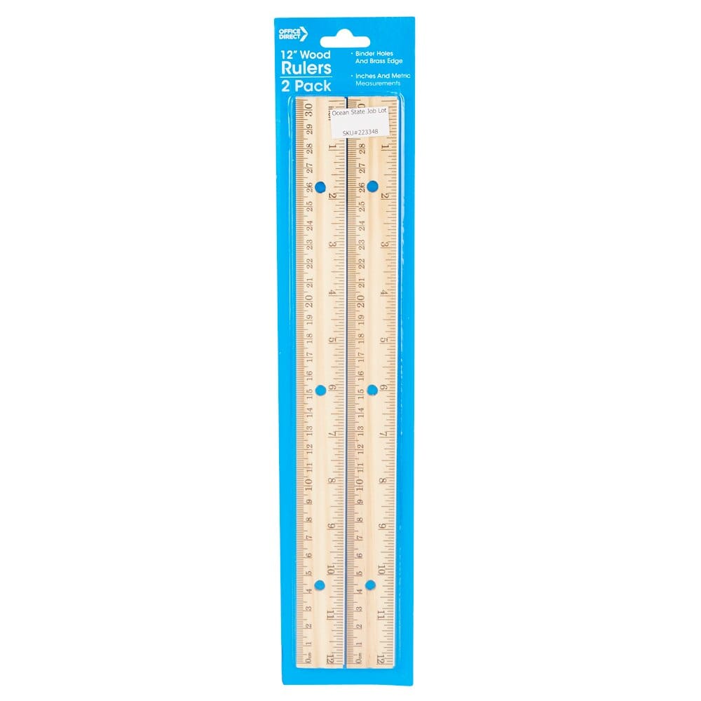 Office Direct 12" Wood Rulers, 2-Count