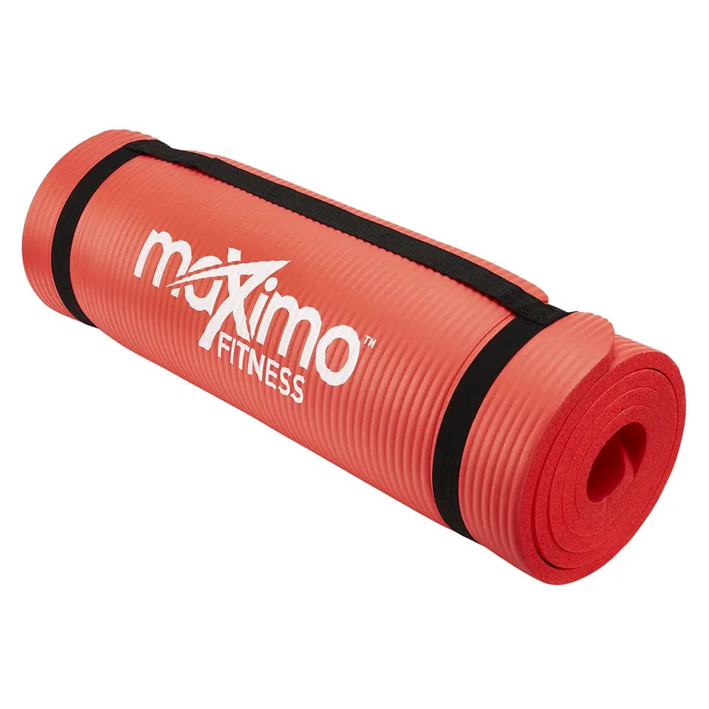 Maximo Fitness Red Exercise Mat with Strap, 10mm