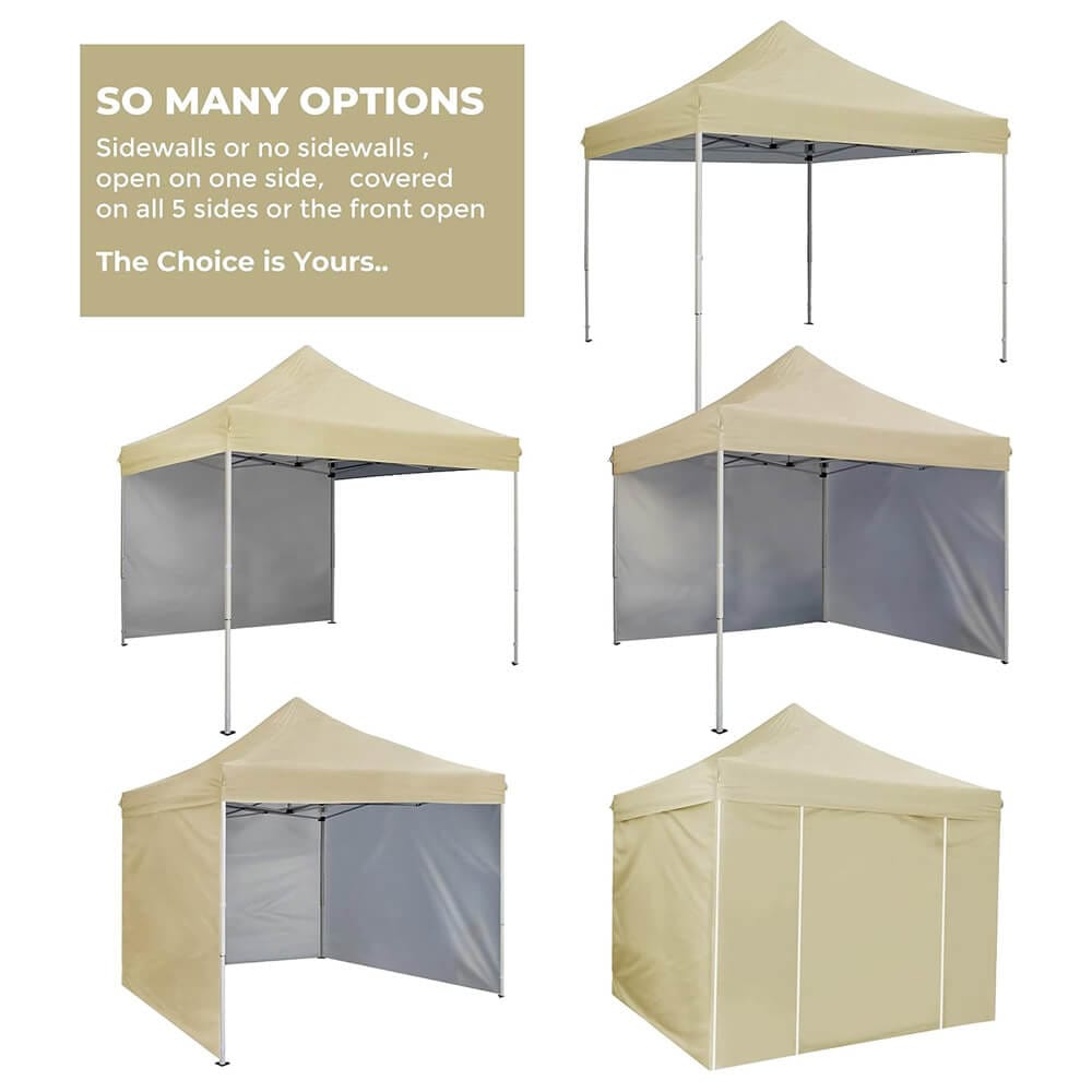 10' x 10' Pop-Up Canopy Tent with 4 Sidewalls, Beige