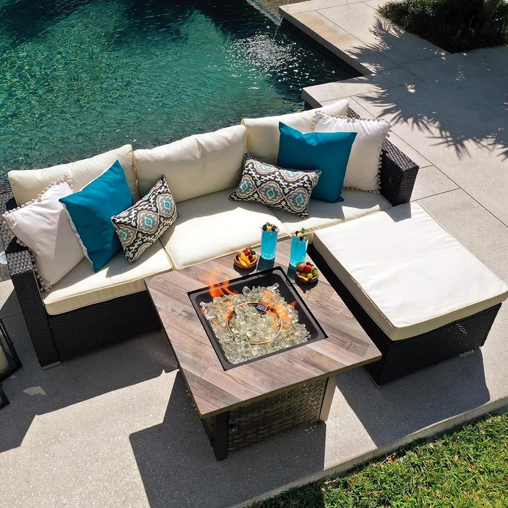 Endless Summer The Quinn 30" Fire Pit, 50,000 BTU, White Fireglass