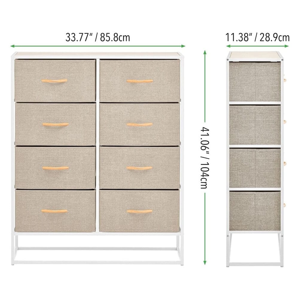 mDesign Modern 8-Drawer Storage Tower, Linen