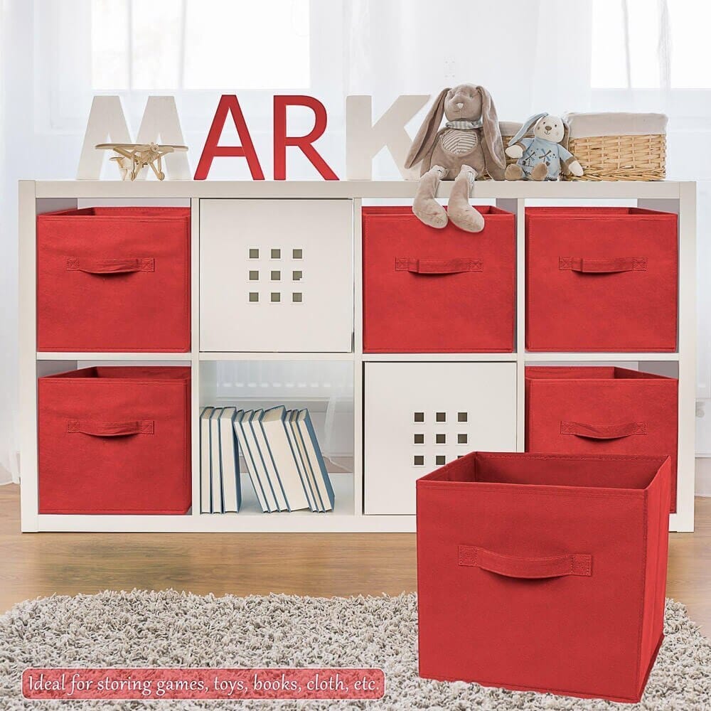 Greenco Foldable Storage Cubes, Set of 6, Red