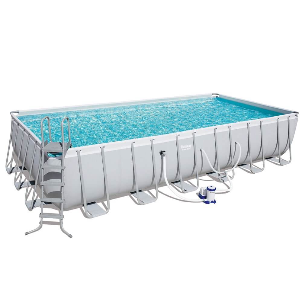 Bestway 24' x 12' x 52" Rectangular Above Ground Swimming Pool Set with Pump