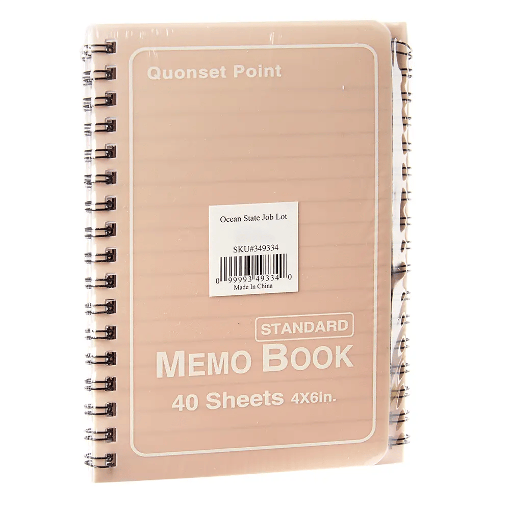 Memo Book, Pink, 4 pk, 40 Sheets, 6" x 4"