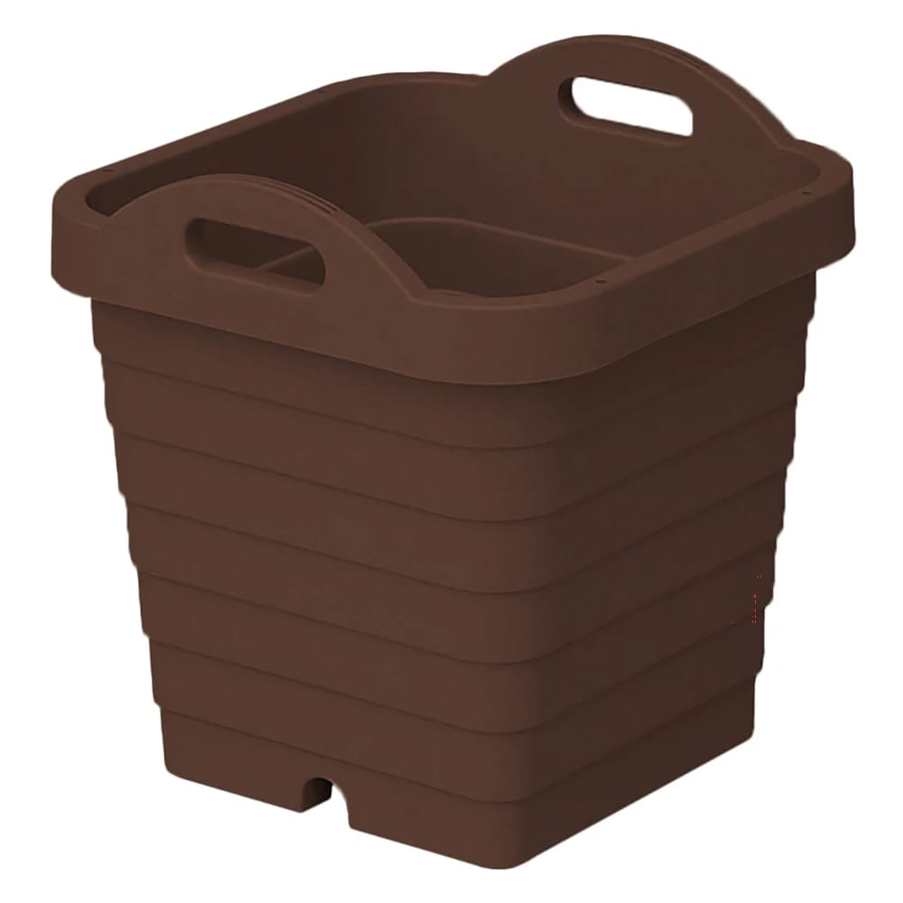 JEJ Astage 13" Square Plastic Indoor/Outdoor Planter, Dark Brown