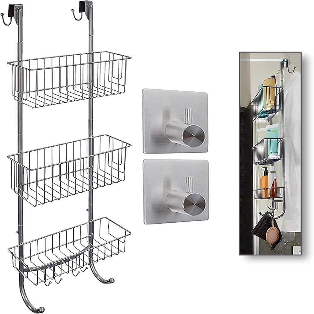 Smartpeas Hanging Shower Caddy, Gray/Chrome