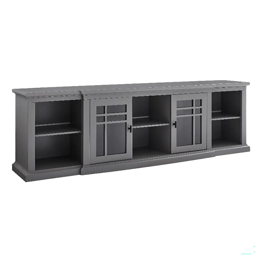 Walker Edison 2-Door Transitional Wood Breakfront TV Console, Gray, 80"