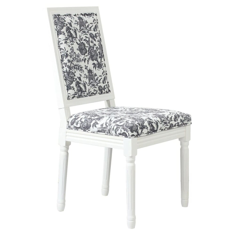 One Kings Lane Open House Calais Side Chair, Set of 2, Onyx Toile