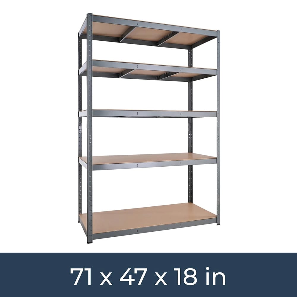 G-Rack 5-Tier Garage Shelving Unit, 47" x 18" x 71", Gray