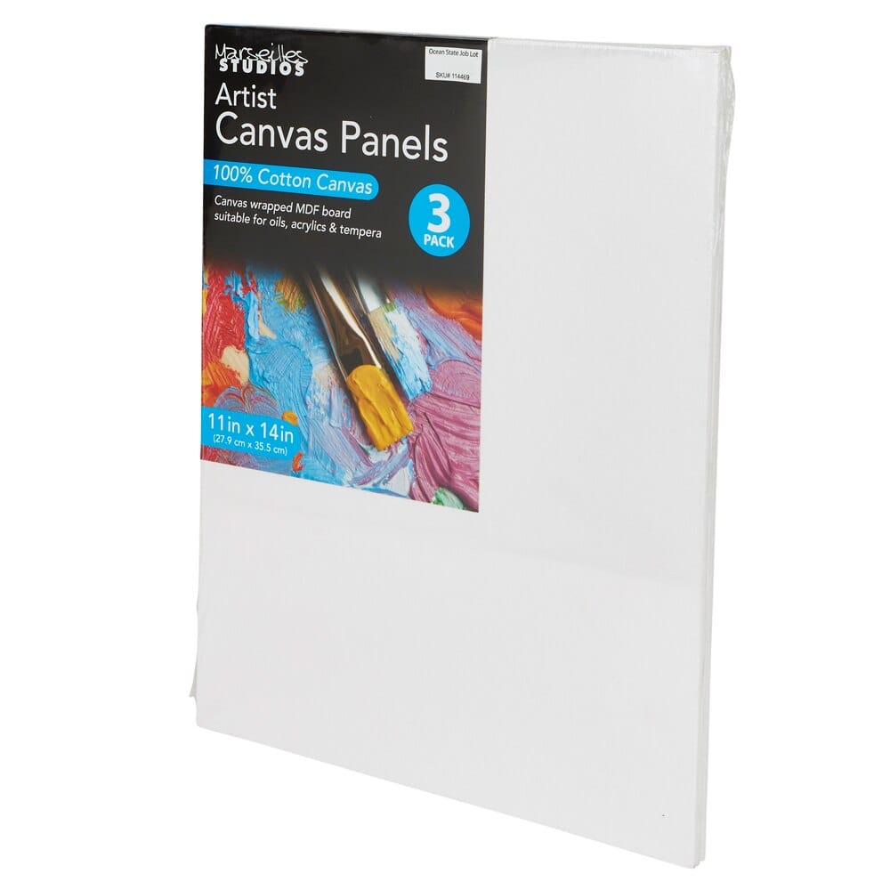 Marseilles Studios Cotton Artist Canvas Panels, 11" x 14", 3-Count