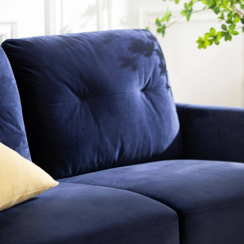 Zinus Ricardo Upholstered Velvet Loveseat, Navy