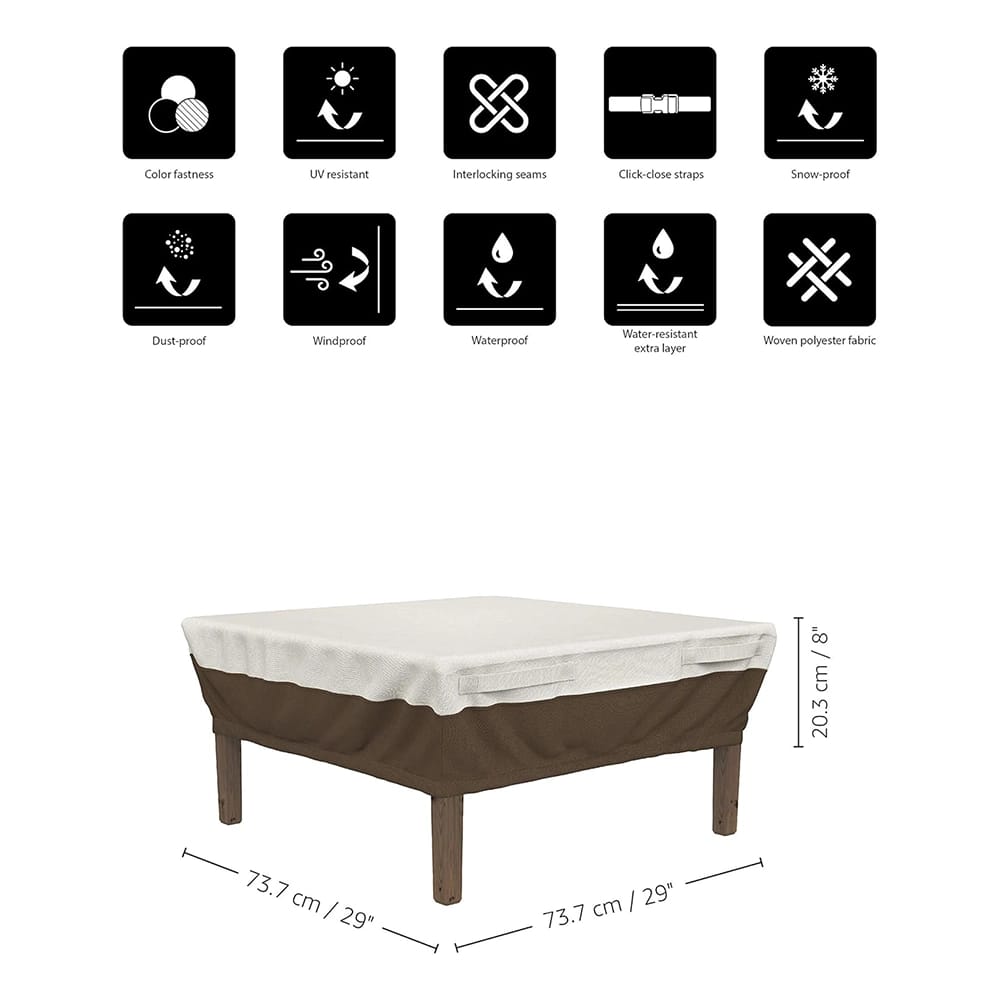 Side Table Patio Cover, Brown/White