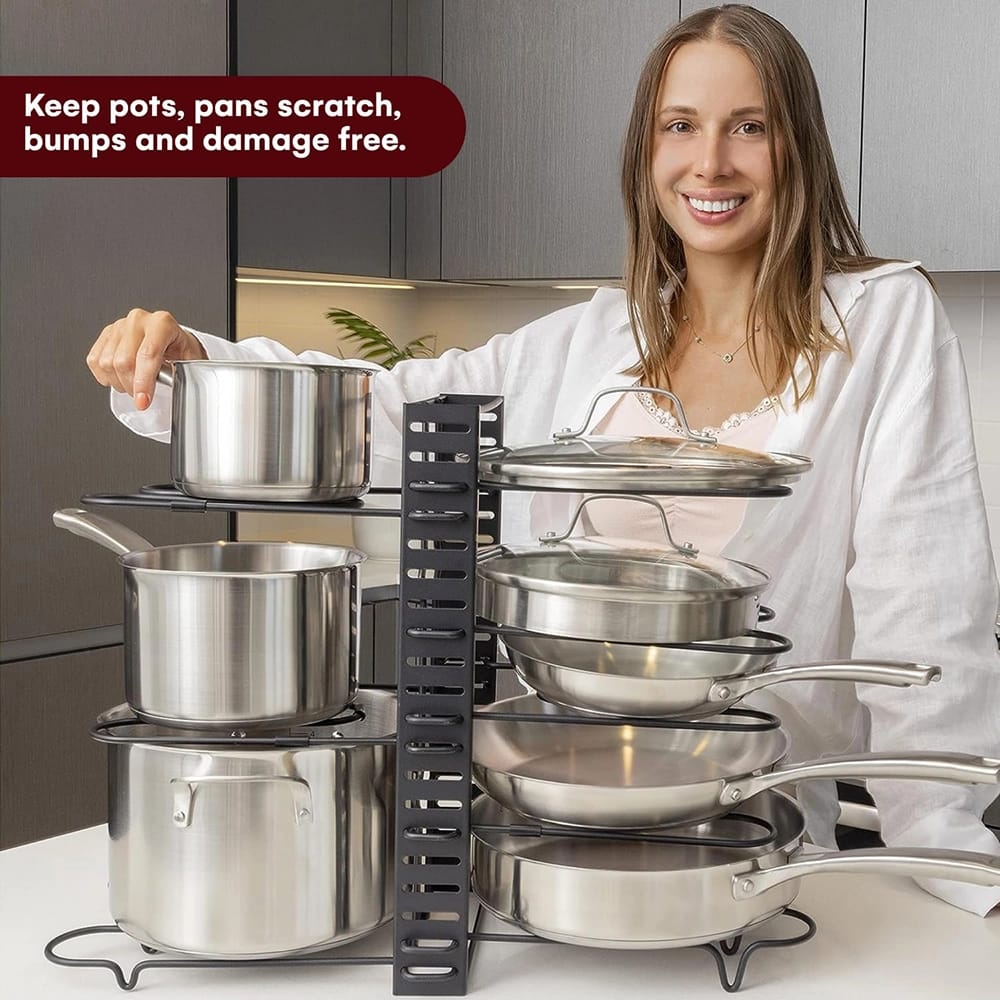 GeekDigg Adjustable Pots and Pans Organizer, Black