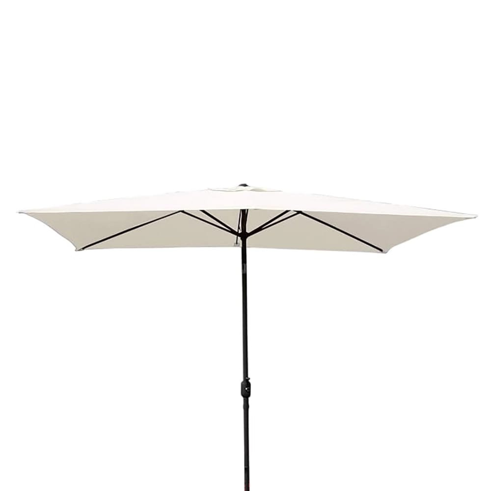 Jeco 6.5 x 10 Rectangular Aluminum Patio Umbrella with Tilt and Crank, Tan/Black