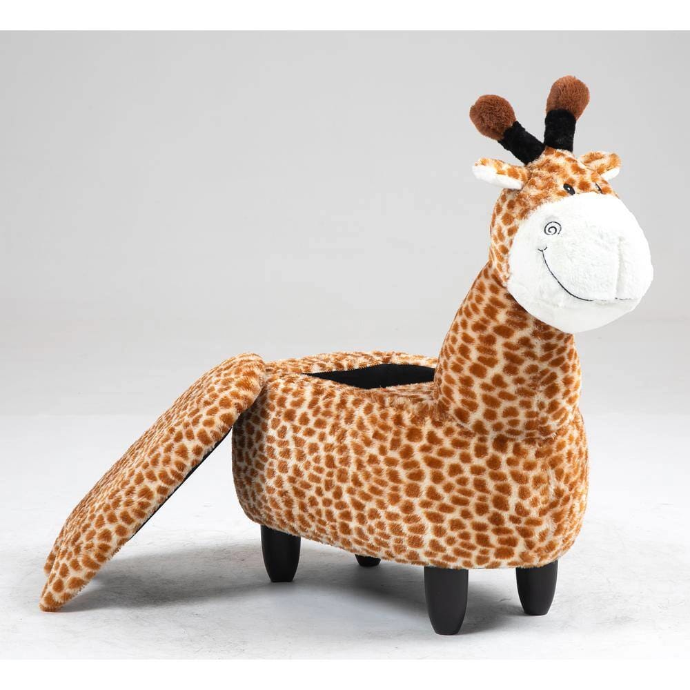Home 2 Office Faux Fur Kids Giraffe Storage Ottoman, Brown
