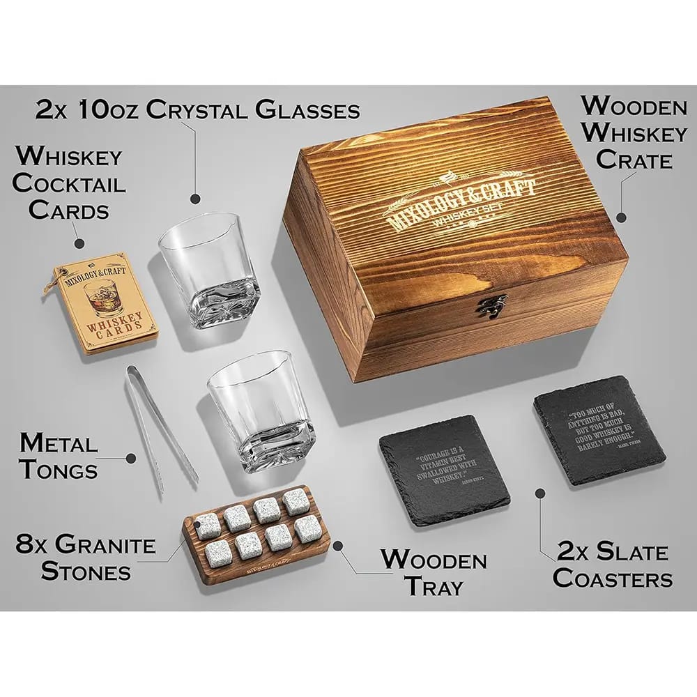 Mixology & Craft Whiskey Stones Gift Set, 2 Pack