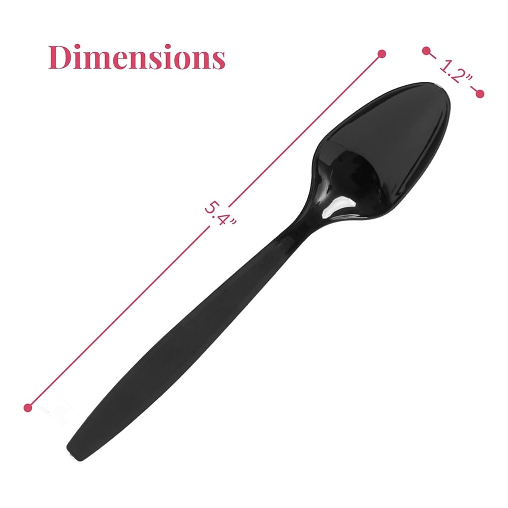 Prestee Plastic Spoons, Black, 300 Count