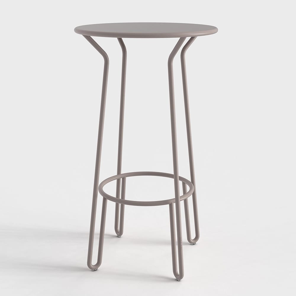 Seaside Casual Aluminum Huggy Round Stackable Patio Bar Table, Light Taupe